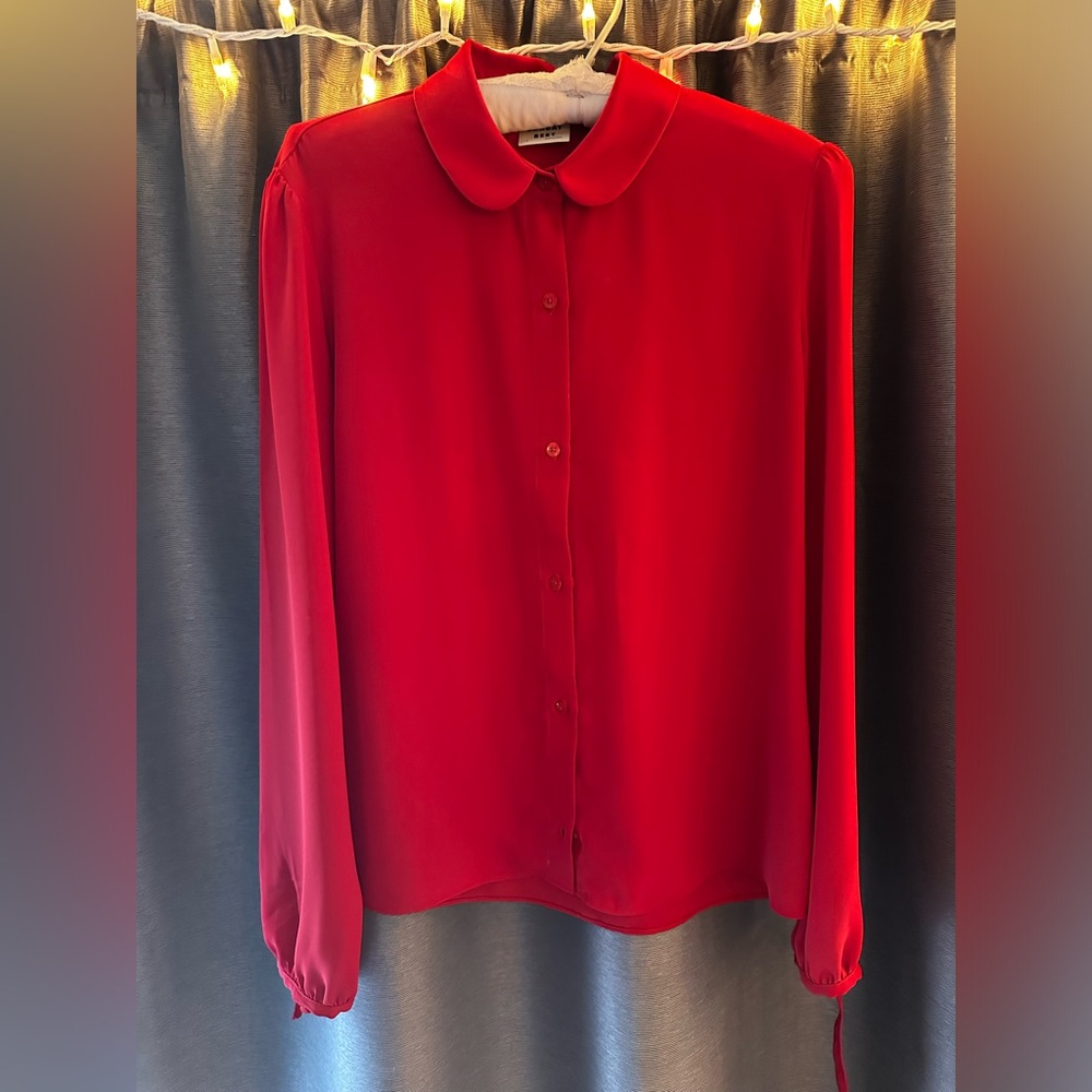 Sunday Best Red Collared Blouse - Size S
